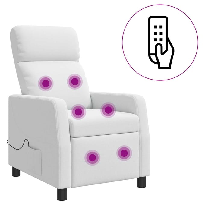 vidaXL - Massage - Relaxstoel - Wit - Stof