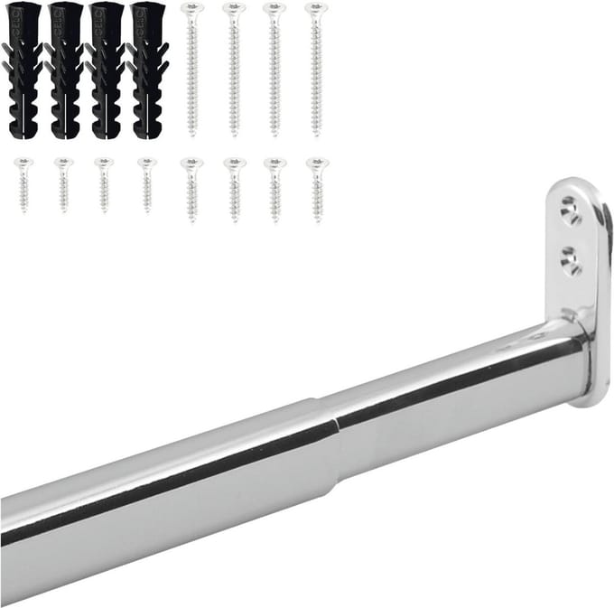 Uitschuifbare kledingstang, telescoopstang, 60-90 cm, stabiele nisstang