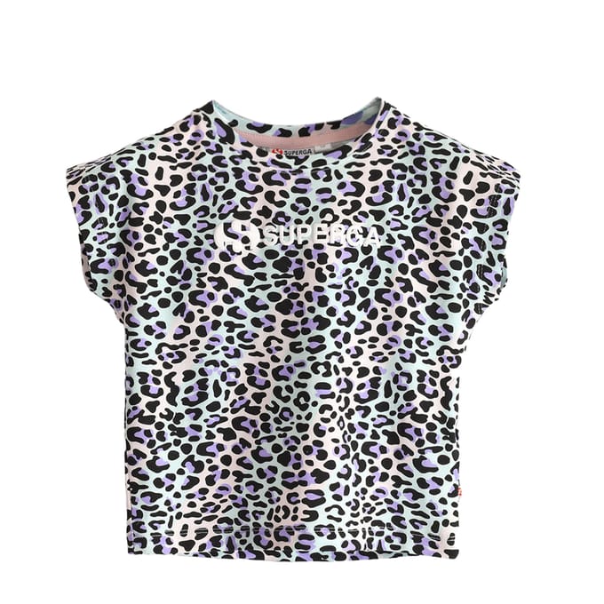Superga Kinder/Kinder T-shirt met luipaardprint (Sering / Zwart)