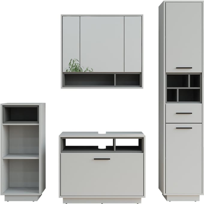 Vicco Badkamermeubelset Beatrice, Grijs/Antraciet, 4-delig