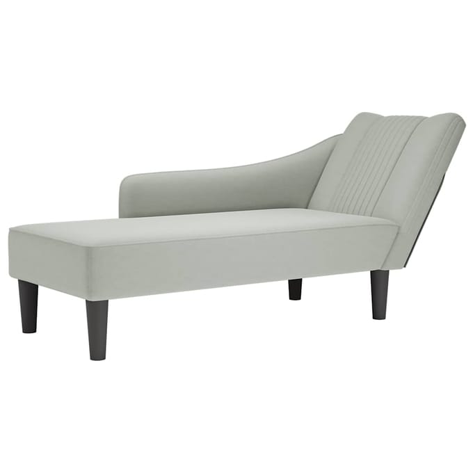 vidaXL - Chaise - longue - met - rechterarmleuning - fluweel - lichtgrijs