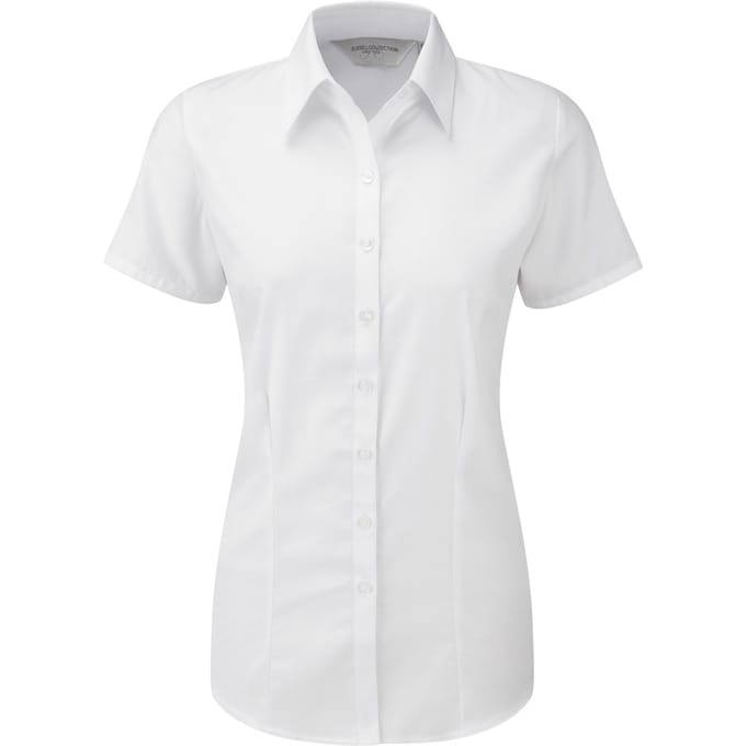 Russell Dames/dames Visgraat Werkshirt met korte mouwen (Wit)
