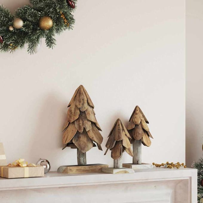 vidaXL - Kerstboom - 3 - st - Bruin - 40 - cm - Massief - teakhout