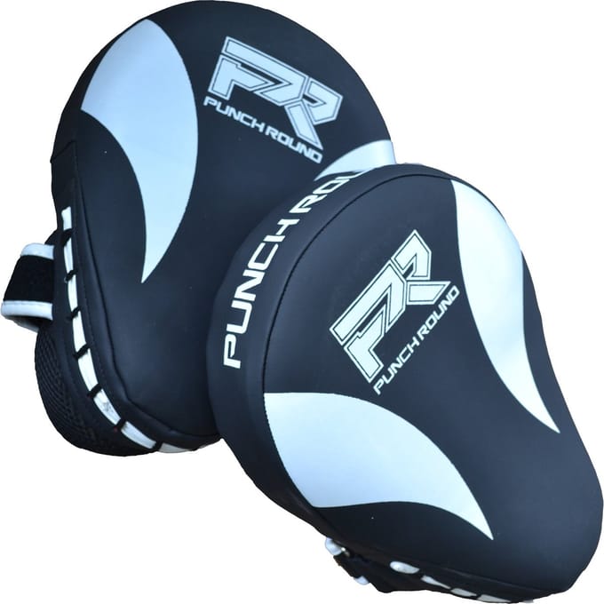 Punch Round PRO Hand Pads Focus Mitts Slam Zwart Wit