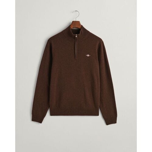 Gant Trui Superfijne Lamswol Half-Zip Donker Bruin / male