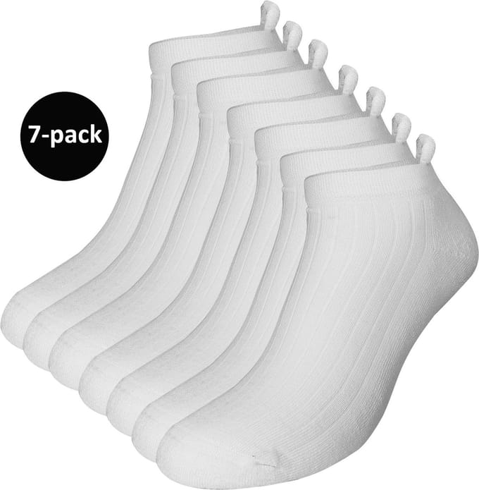 WeirdoSox sneakersokken - 7-pack - Met badstofzool en lipje - Wit - Dames - Maat 43-46