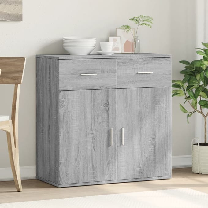 vidaXL - Dressoir - 79x38x80 - cm - bewerkt - hout - grijs - sonoma