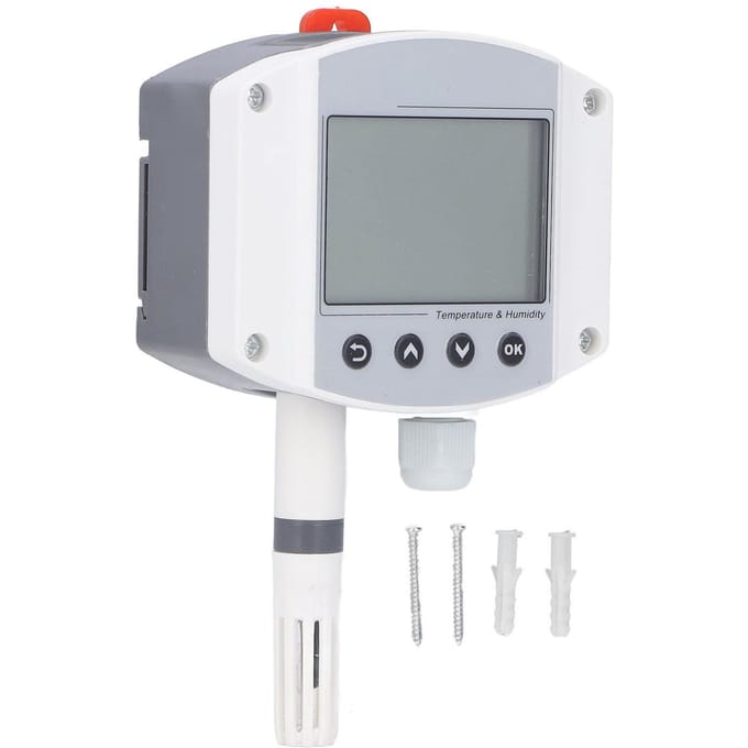 Temperatuursensor Vochtigheidstransmitter Wandmontage LCD-display 4‑20mA voor Machineapparatuur white