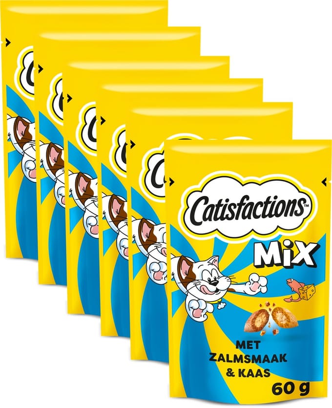 Catisfactions Kattensnoepjes - Mix Snacks Zalm en Kaas - 6x60g
