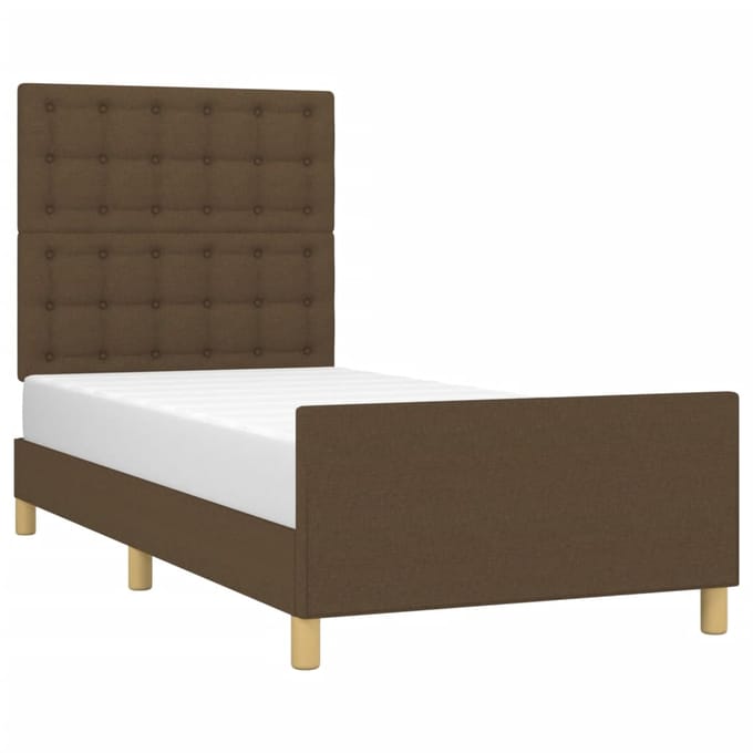 vidaXL - Bedframe - met - hoofdeinde - stof - donkerbruin - 80x200 - cm