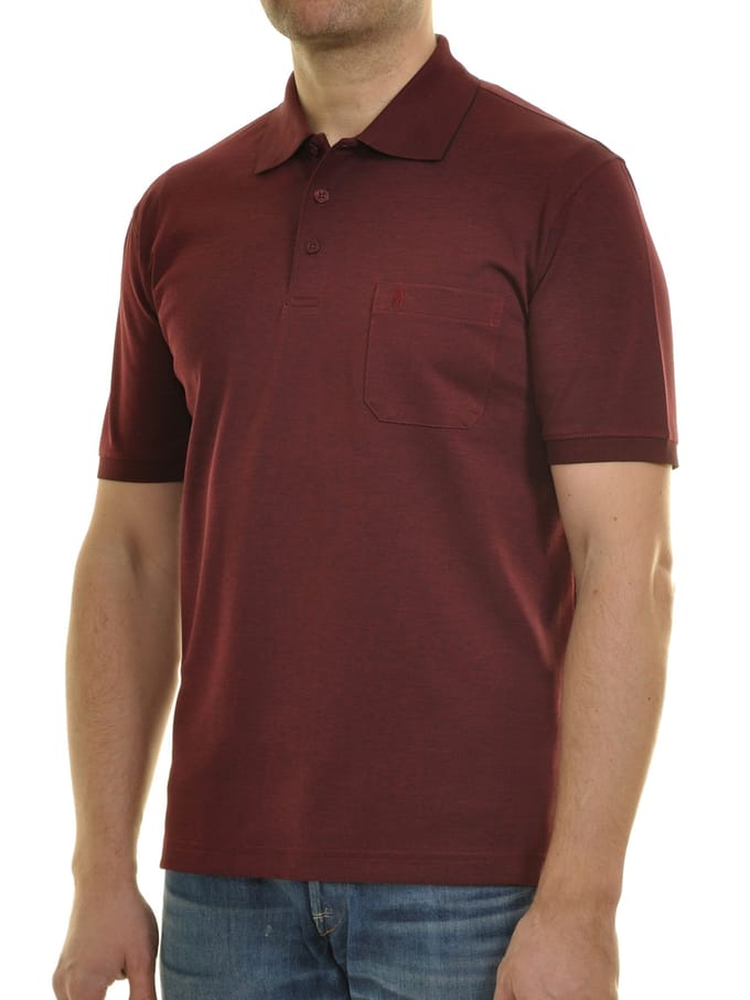Ragman Softknit Poloshirt Breast Pocket Pima Cotton Mix Rood / male