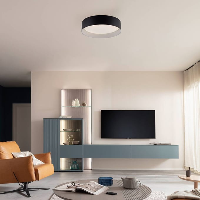 Schöner Wohnen LED plafondlamp TAVOLI, zwart, Ø 29 cm, metaal, CCT, dimbaar