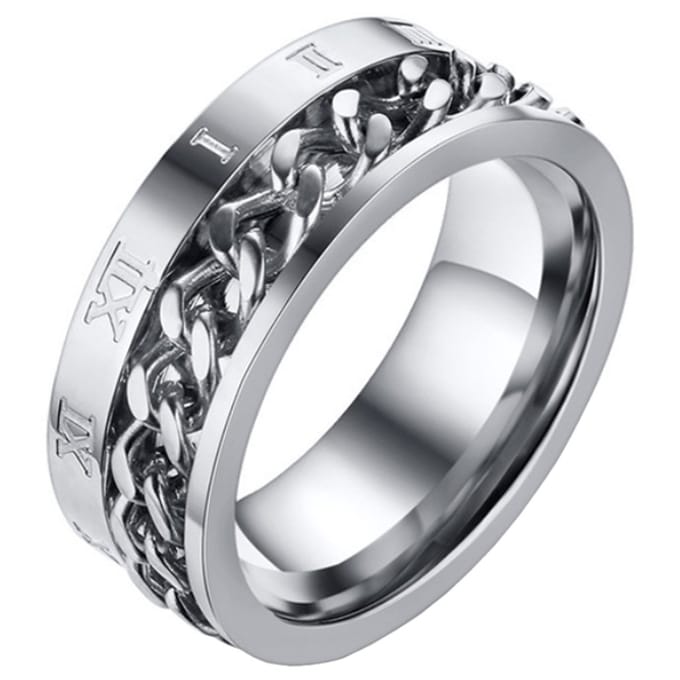 Mendes heren ring Cuban Link Roman Numeral Silver-21mm