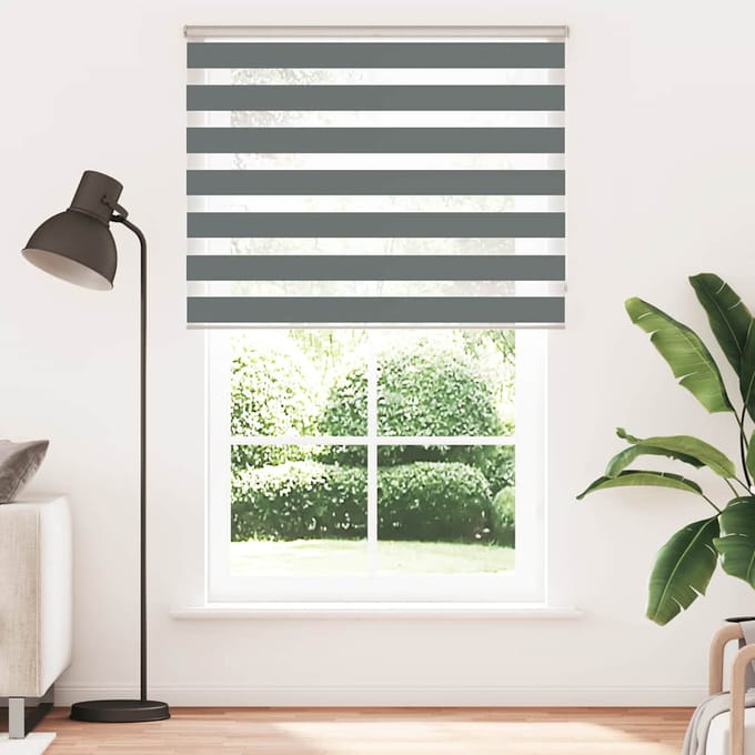 vidaXL - Zebra - rolgordijn - 150x200 - cm - stofbreedte - 145,9 - cm - donkergrijs