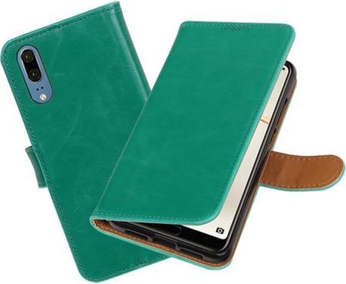 Groen Pull-Up Wallet Case Hoesje voor Huawei P20