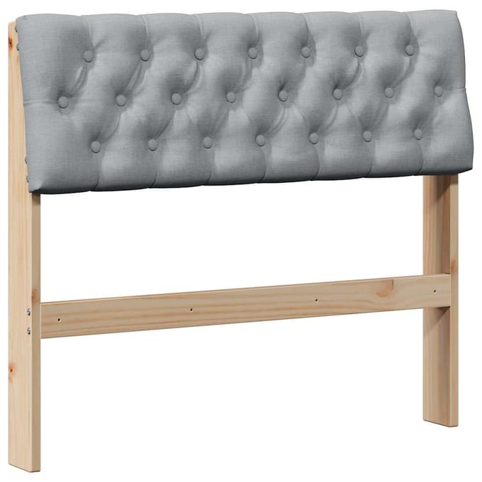 vidaXL Gestoffeerd hoofdbord Lichtgrijs 90 cm Massief grenenhout