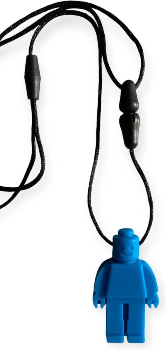 Bijtketting | Bouwpoppetje | Blauw | Vanaf 3 jaar!