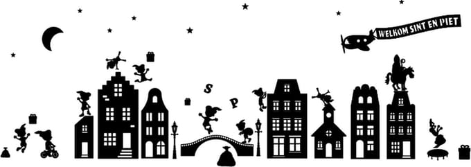 Herbruikbare statische raamfolie Sinterklaas dorp | Thema Sinterklaas | Sint en Piet | Sintdorp | Sinterklaasdorp