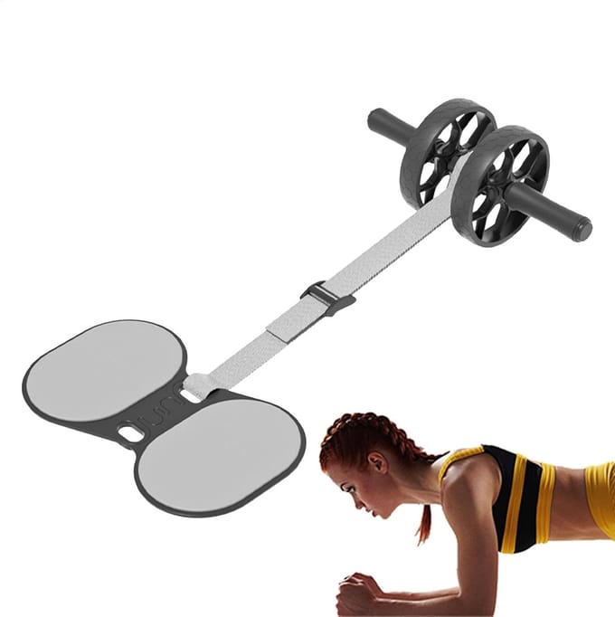 Buikspierroller Set - Core Trainer - Kracht Training - Automatische Terugslag - 36 cm Breed - Zwart