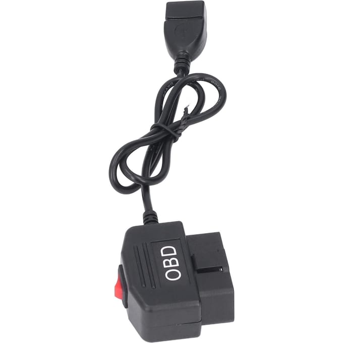 Câble Adaptateur d'Alimentation OBD 48cm 18.9in avec Bouton Interrupteur Mode ACC Protection Basse Tension pour Dash black