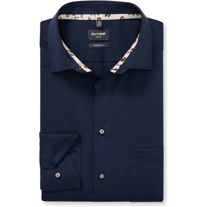 OLYMP Luxor Overhemd, Modern Fit, New Kent, Marineblauw