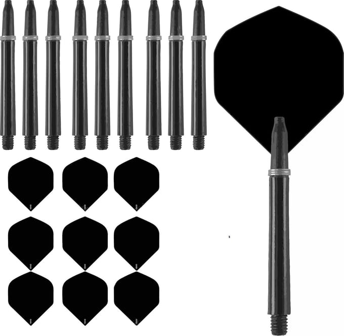 R4X flights zwart en shafts medium zwart 3 sets