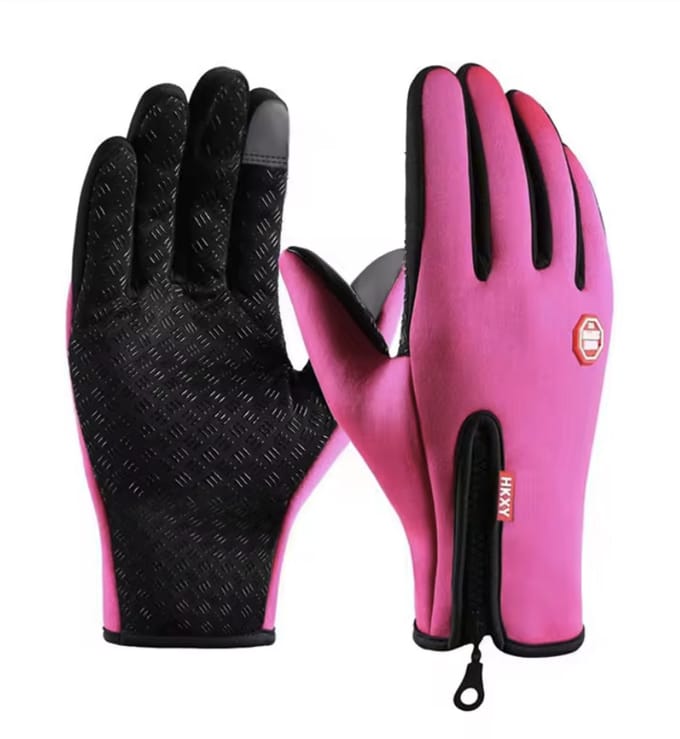 Roze handschoenen - Sporthandschoen - Met rits - Medium (mannen S) - Touchscreen - Waterbestendig - CHPN