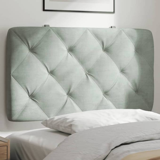 vidaXL - Hoofdbordkussen - 90 - cm - velvet - lichtgrijs