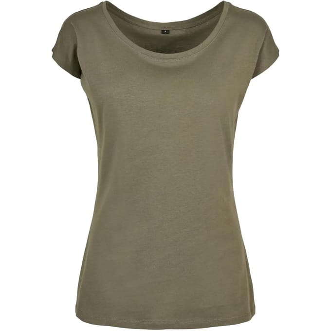 Build your Brand Ladies´ Wide Neck Tee BYBB013 - OLIVE - L