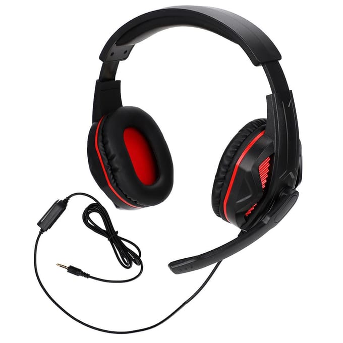 3,5 mm Competitieve Gaming Headset Hoofdtelefoon met Microfoon Bedrade Oortelefoon voor PS4 (Zwart + Rood)