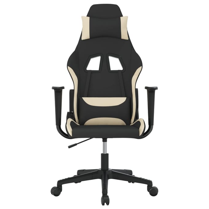 vidaXL - Massage - gamestoel - stof - zwart - en - crèmekleurig
