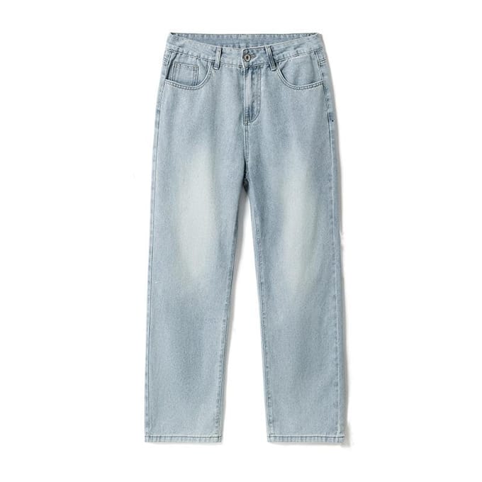 Jeans Heren Amerikaanse Rechte Retro Gewassen Vloerbroek 36 white