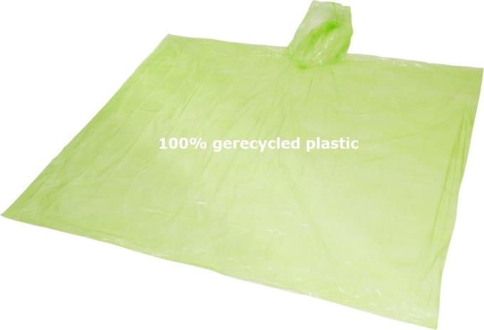 300 stuks ponchos - 100% gerecycled kunststof - Lime Groen Transparant