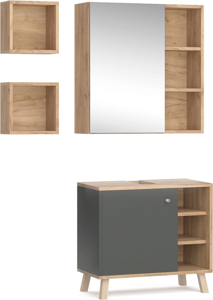 Vicco Badkamermeubel set Senyo, Antraciet, 2-delig