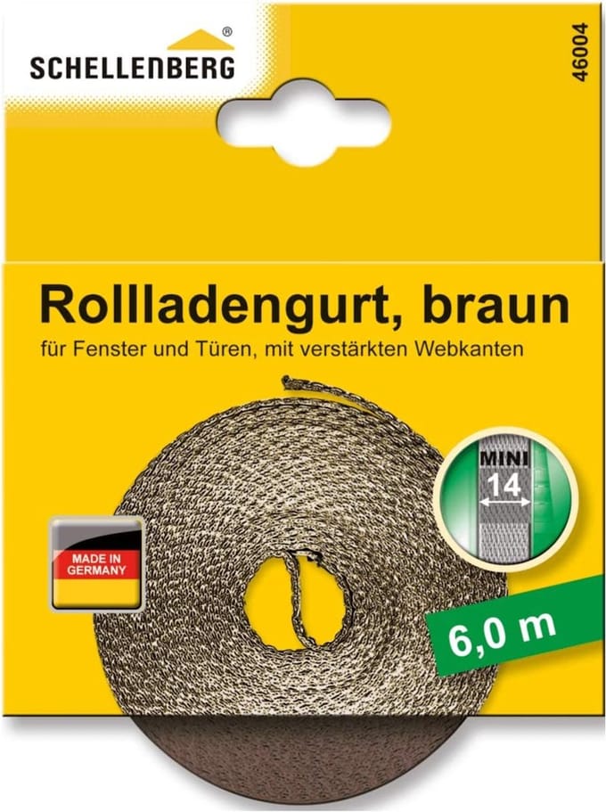 Rolluikgordel - Rolluiklint - Handmatige bediening - Mini systeem compatibel - 6 meter lang 14mm breed - Bruin