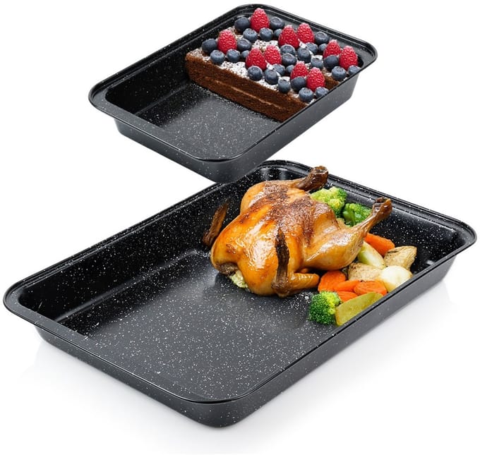 Braadslede Graniet 28x19 / 47,5x32 cm 2 stuks - Ovenschaal - Braadpan