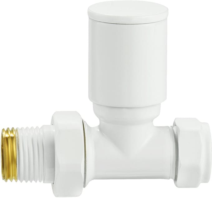 Radiatorconnect manuele radiatorkraan 1/2" x 15 mm knel wit recht.