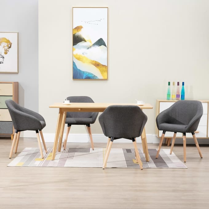vidaXL - Eetkamerstoelen - 4 - st - stof - donkergrijs