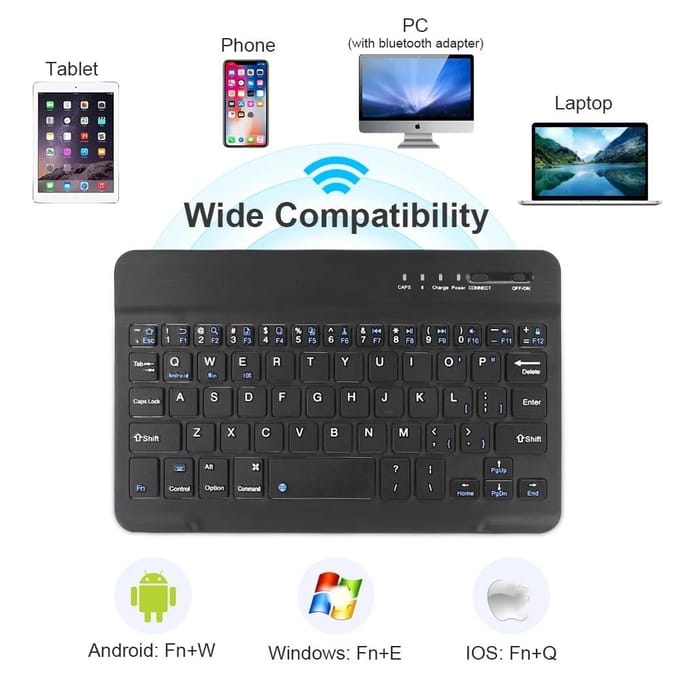 Clavier de jeu Rechargeable de clavier sans fil de Bluetooth de 10 pouces pour Android IOS Windows Russian letters noir