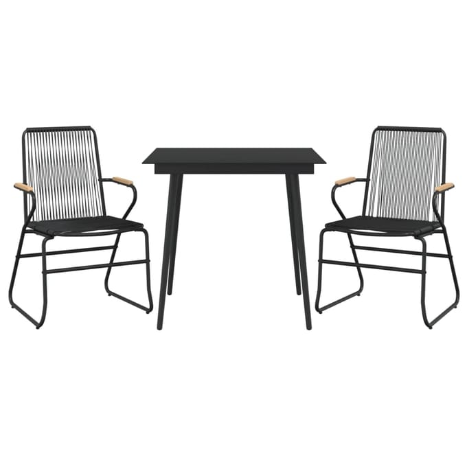 vidaXL - 3-delige - Tuinset - PVC-rattan - zwart