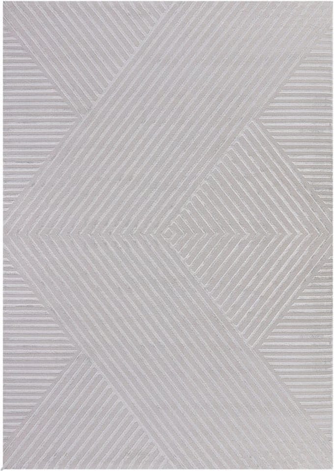 Flycarpets Cara Modern Japandi Intersecto Vloerkleed - Zilver - 200x290 cm