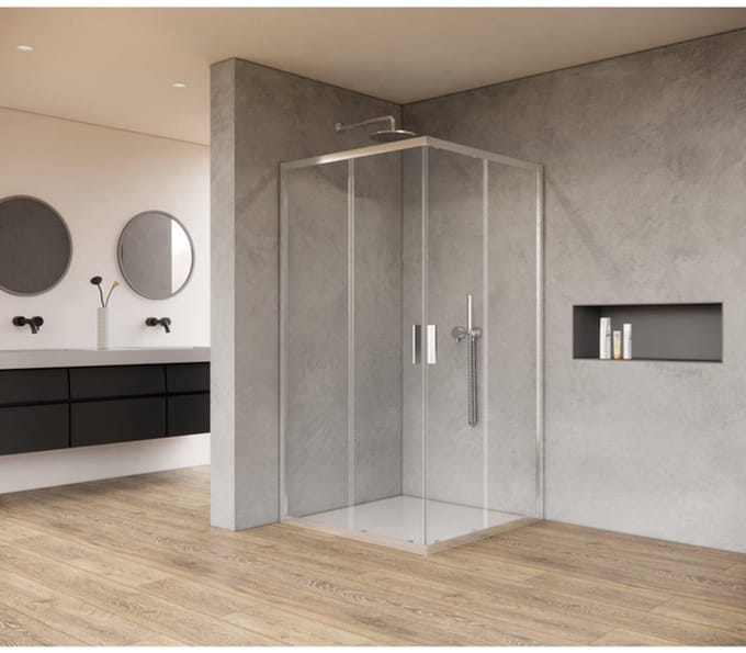 FugaFlow Efficiente Vetro Douchecabine - 90x90x200cm - hoekinstap - helder glas - profiel - chroom
