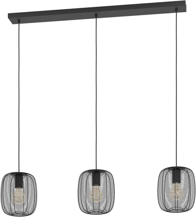 EGLO Derwen Hanglamp - E27 - 3 lichts - 106 cm - Zwart - Staal