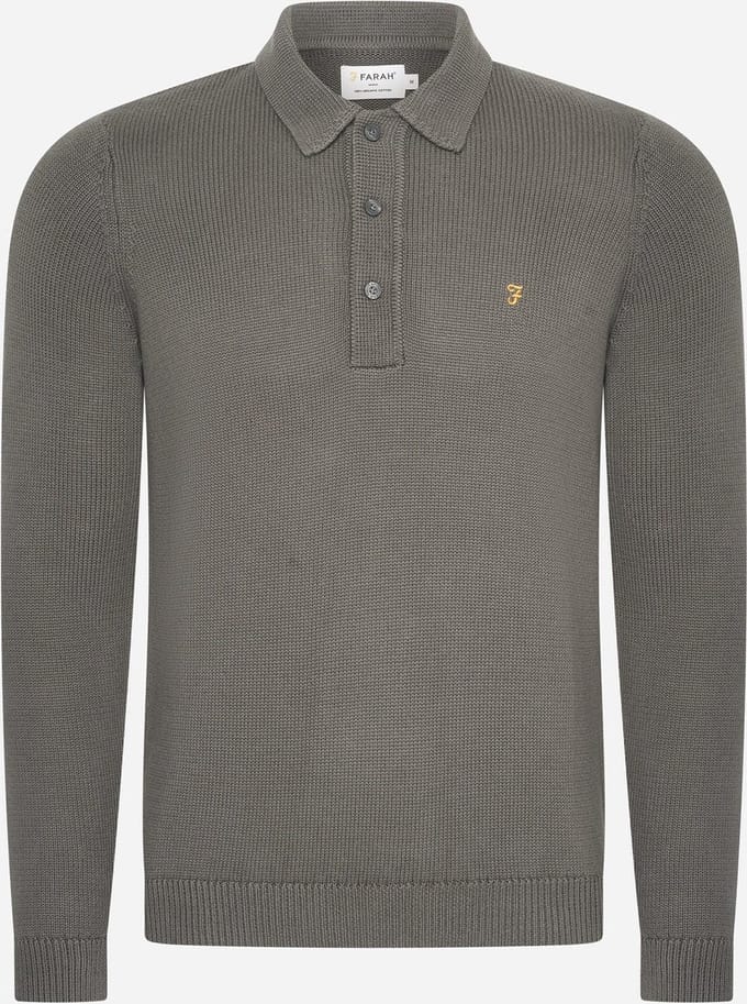 Farah Sweater hamlet knit ls polo - charcoal