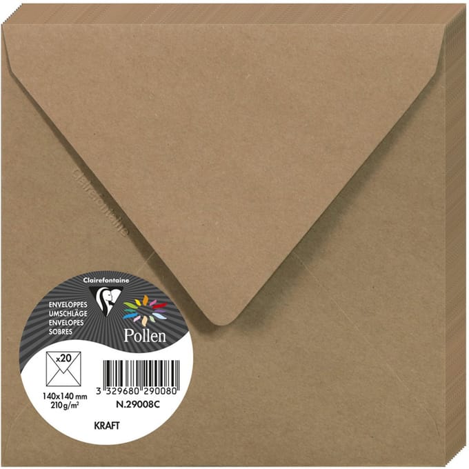Pollen by Clairefontaine envelop Kraft 140 x 140 mm, 135 g/m2