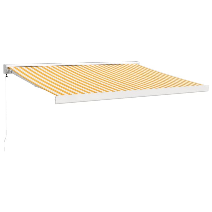 vidaXL - Uitschuifbare - luifel - Geel - en - Wit - met - Witte - Frame - 3 - x - 2,5 - m