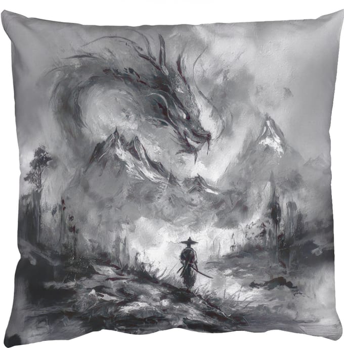 Sierkussens - Kussentjes Woonkamer - 40x40 cm - Krijger - Draak - Grijs