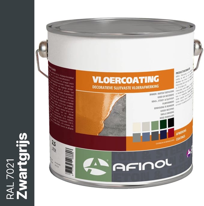 Afinol Vloercoating Zwartgrijs (RAL 7021) 2,5 liter