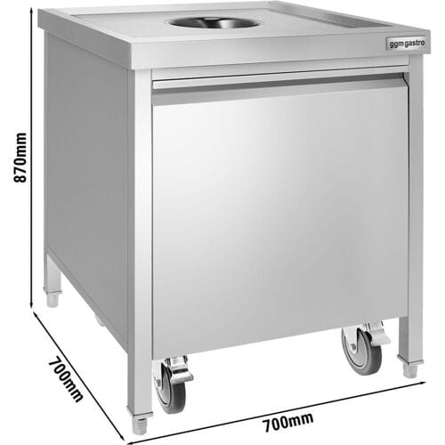 GGM Gastro Mülleimer - 50 Liter - mit Rollcontainer - Einwurföffnung & Frontauszug - Edelstahl Zilver