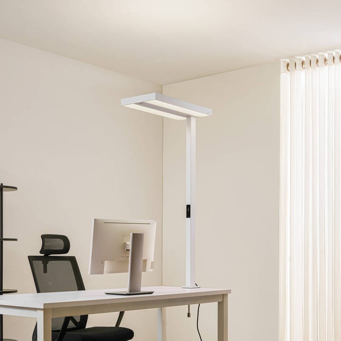 Arcchio LED-klemlamp voor kantoor Logan, wit, dimbaar, sensor
